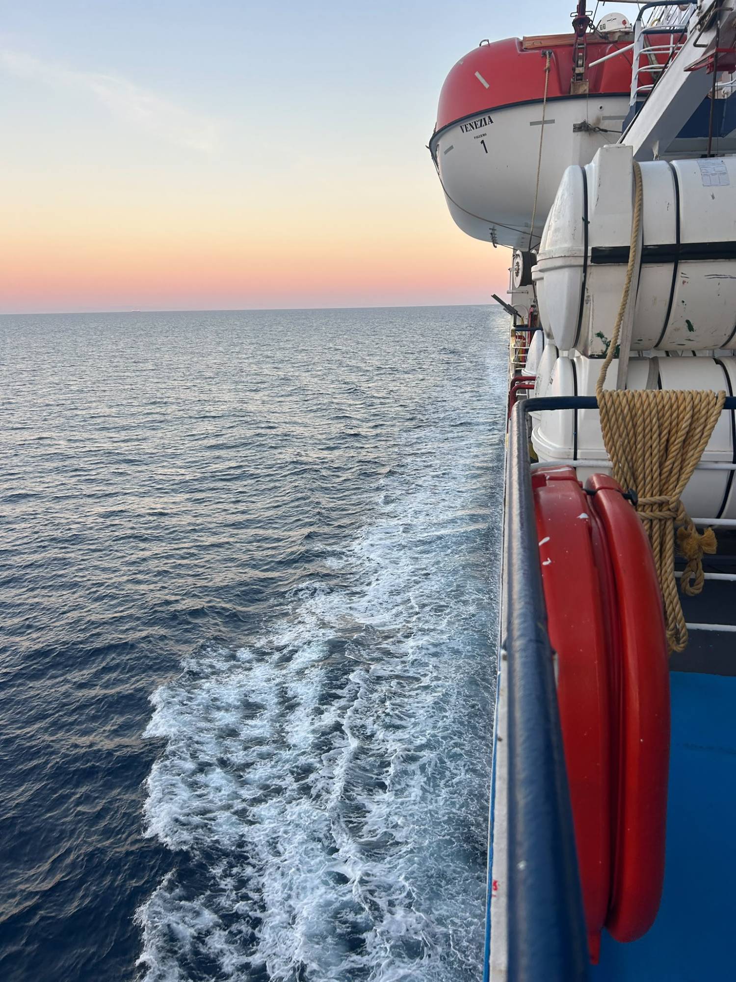 Sea seen from the deck of the ferry from Ancona to Igoumenitsa
